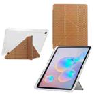 For Samsung Galaxy Tab S10 FE / S9 Y-Fold Pyramid Texture Smart Leather Tablet Case(Gold) - 1