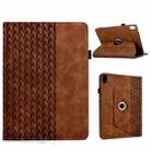 For iPad 2025 / 2022 Rotatable Building Blocks Embossed Smart Leather Tablet Case(Brown) - 1