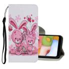 For Samsung Galaxy A01 Coloured Drawing Pattern Horizontal Flip PU Leather Case with Holder & Card Slots & Wallet & Lanyard(Cute Rabbit) - 1