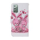 For Samsung Galaxy Note 20 Coloured Drawing Pattern Horizontal Flip PU Leather Case with Holder & Card Slots & Wallet & Lanyard(Cute Rabbit) - 3