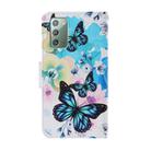 For Samsung Galaxy Note 20 Coloured Drawing Pattern Horizontal Flip PU Leather Case with Holder & Card Slots & Wallet & Lanyard(Purple Butterfly) - 3