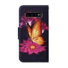 For Samsung Galaxy S10 Plus Coloured Drawing Pattern Horizontal Flip PU Leather Case with Holder & Card Slots & Wallet & Lanyard(Big Golden Butterfly) - 2