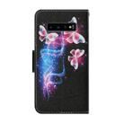 For Samsung Galaxy S10 Plus Coloured Drawing Pattern Horizontal Flip PU Leather Case with Holder & Card Slots & Wallet & Lanyard(Three Fluorescent Butterflies) - 3