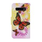 For Samsung Galaxy S10 Plus Coloured Drawing Pattern Horizontal Flip PU Leather Case with Holder & Card Slots & Wallet & Lanyard(Chrysanthemum Butterfly) - 2