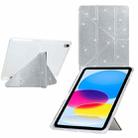 For iPad 2025 / 2022 Y-Fold Clear Acrylic Glitter Smart Leather Tablet Case(Silver) - 1