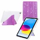 For iPad mini 2024 / mini 6 Y-Fold Clear Acrylic Glitter Smart Leather Tablet Case(Purple) - 1