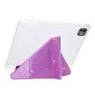 For iPad Air 13 2024 / 2025 / Pro 12.9 Y-Fold Clear Acrylic Glitter Smart Leather Tablet Case(Purple) - 3