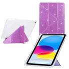 For iPad 10.2 2021 / Air 10.5 Y-Fold Clear Acrylic Glitter Smart Leather Tablet Case(Purple) - 1