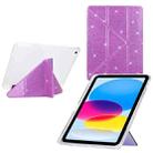 For iPad 9.7 2018 / 2017 / Air 2 / 1 Y-Fold Clear Acrylic Glitter Smart Leather Tablet Case(Purple) - 1