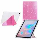 For Samsung Galaxy Tab A9+ Y-Fold Clear Acrylic Glitter Smart Leather Tablet Case(Pink) - 1