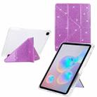 For Samsung Galaxy Tab S6 Lite 2024 Y-Fold Clear Acrylic Glitter Smart Leather Tablet Case(Purple) - 1