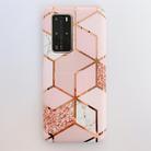 For Huawei P40 Plating Marble Pattern Soft TPU Protective Case(Pink Lattice) - 2