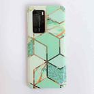 For Huawei P40 Plating Marble Pattern Soft TPU Protective Case(Green Lattice) - 2