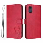 For Tecno Pop 6C / itel A18 Litter Panda Embossing RFID Leather Phone Case with Lanyard(Rose Red) - 2