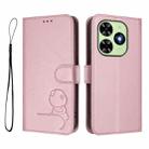 For Tecno Spark Go 2024 / Spark 20 4G Litter Panda Embossing RFID Leather Phone Case with Lanyard(Pink) - 2