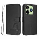 For Tecno Spark Go 2024 / Spark 20 4G Litter Panda Embossing RFID Leather Phone Case with Lanyard(Black) - 2
