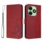 For Tecno Spark Go 2024 / Spark 20 4G Litter Panda Embossing RFID Leather Phone Case with Lanyard(Wine Red) - 2