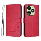 For Tecno Spark Go 2024 / Spark 20 4G Litter Panda Embossing RFID Leather Phone Case with Lanyard(Rose Red) - 2