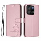 For itel A05s Litter Panda Embossing RFID Leather Phone Case with Lanyard(Pink) - 2