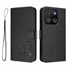 For itel A05s Litter Panda Embossing RFID Leather Phone Case with Lanyard(Black) - 2