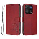 For itel A05s Litter Panda Embossing RFID Leather Phone Case with Lanyard(Wine Red) - 2