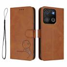 For itel A05s Litter Panda Embossing RFID Leather Phone Case with Lanyard(Brown) - 2