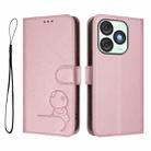 For itel A50 Litter Panda Embossing RFID Leather Phone Case with Lanyard(Pink) - 2