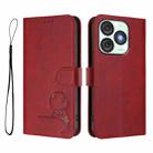 For itel A50 Litter Panda Embossing RFID Leather Phone Case with Lanyard(Wine Red) - 2