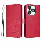For itel A50 Litter Panda Embossing RFID Leather Phone Case with Lanyard(Rose Red) - 2
