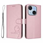 For itel A50C Litter Panda Embossing RFID Leather Phone Case with Lanyard(Pink) - 2
