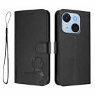 For itel A50C Litter Panda Embossing RFID Leather Phone Case with Lanyard(Black) - 2