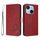 For itel A50C Litter Panda Embossing RFID Leather Phone Case with Lanyard(Wine Red) - 2