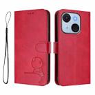 For itel A50C Litter Panda Embossing RFID Leather Phone Case with Lanyard(Rose Red) - 2