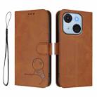 For itel A50C Litter Panda Embossing RFID Leather Phone Case with Lanyard(Brown) - 2