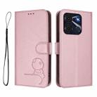 For itel A60 / A60s Litter Panda Embossing RFID Leather Phone Case with Lanyard(Pink) - 2