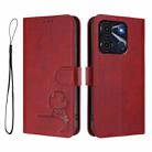 For itel A60 / A60s Litter Panda Embossing RFID Leather Phone Case with Lanyard(Wine Red) - 2