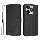 For itel A70 Litter Panda Embossing RFID Leather Phone Case with Lanyard(Black) - 2