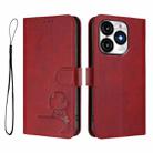 For itel A70 Litter Panda Embossing RFID Leather Phone Case with Lanyard(Wine Red) - 2