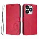 For itel A70 Litter Panda Embossing RFID Leather Phone Case with Lanyard(Rose Red) - 2