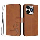 For itel A70 Litter Panda Embossing RFID Leather Phone Case with Lanyard(Brown) - 2