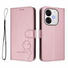 For itel A80 Litter Panda Embossing RFID Leather Phone Case with Lanyard(Pink) - 2