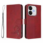 For itel A80 Litter Panda Embossing RFID Leather Phone Case with Lanyard(Wine Red) - 2