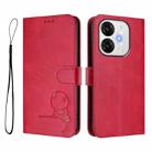 For itel A80 Litter Panda Embossing RFID Leather Phone Case with Lanyard(Rose Red) - 2