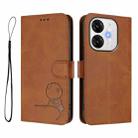 For itel A80 Litter Panda Embossing RFID Leather Phone Case with Lanyard(Brown) - 2