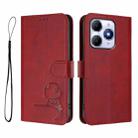 For itel A90 Litter Panda Embossing RFID Leather Phone Case with Lanyard(Wine Red) - 2