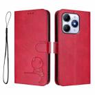 For itel A90 Litter Panda Embossing RFID Leather Phone Case with Lanyard(Rose Red) - 2
