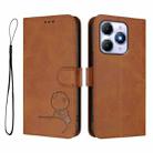 For itel A90 Litter Panda Embossing RFID Leather Phone Case with Lanyard(Brown) - 2