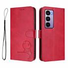 For itel City 100 Litter Panda Embossing RFID Leather Phone Case with Lanyard(Rose Red) - 2