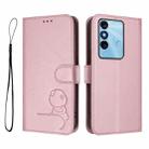 For itel P38 Litter Panda Embossing RFID Leather Phone Case with Lanyard(Pink) - 2
