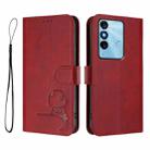 For itel P38 Litter Panda Embossing RFID Leather Phone Case with Lanyard(Wine Red) - 2